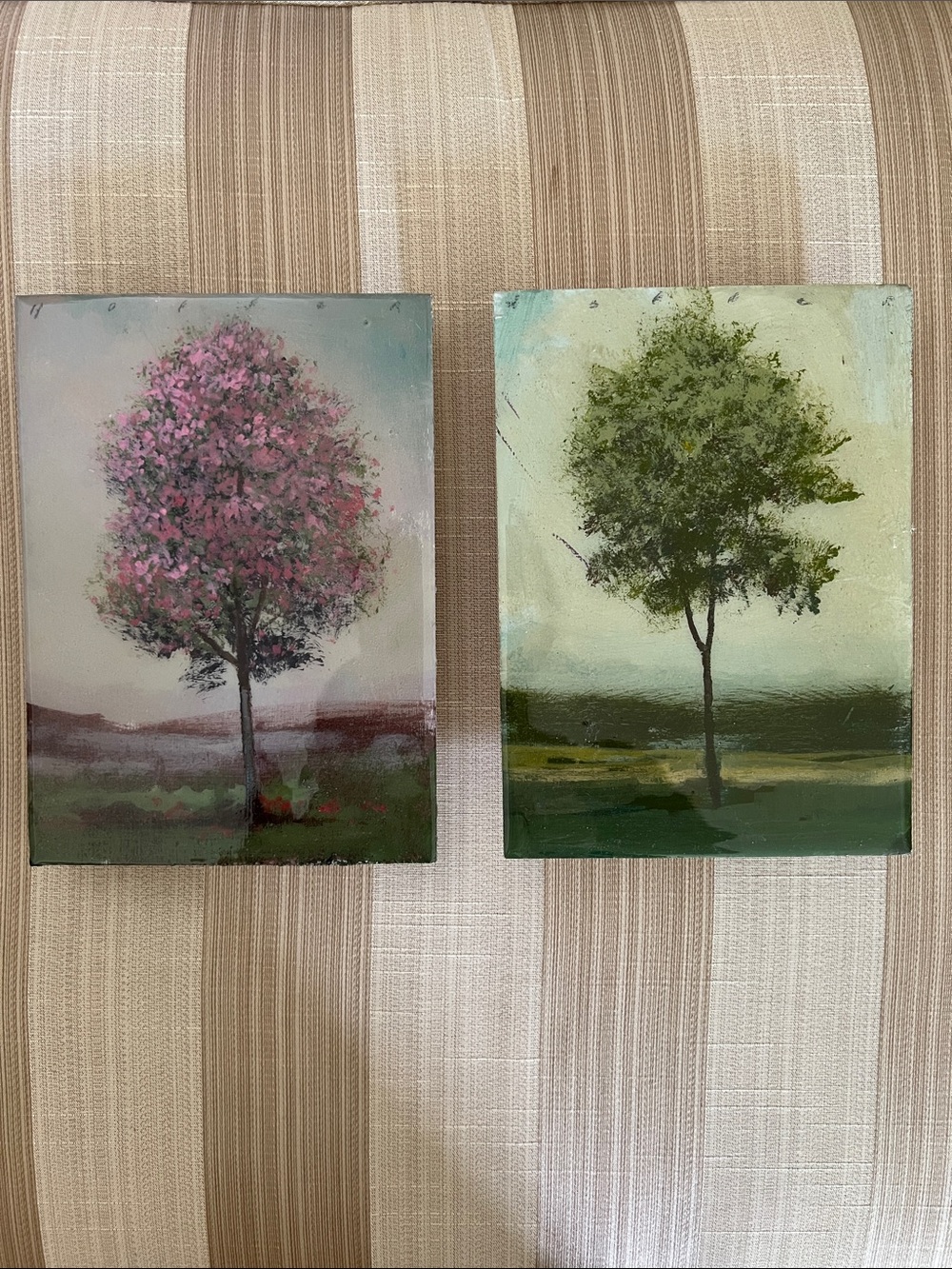 Miniature tree paintings x2 🖼️